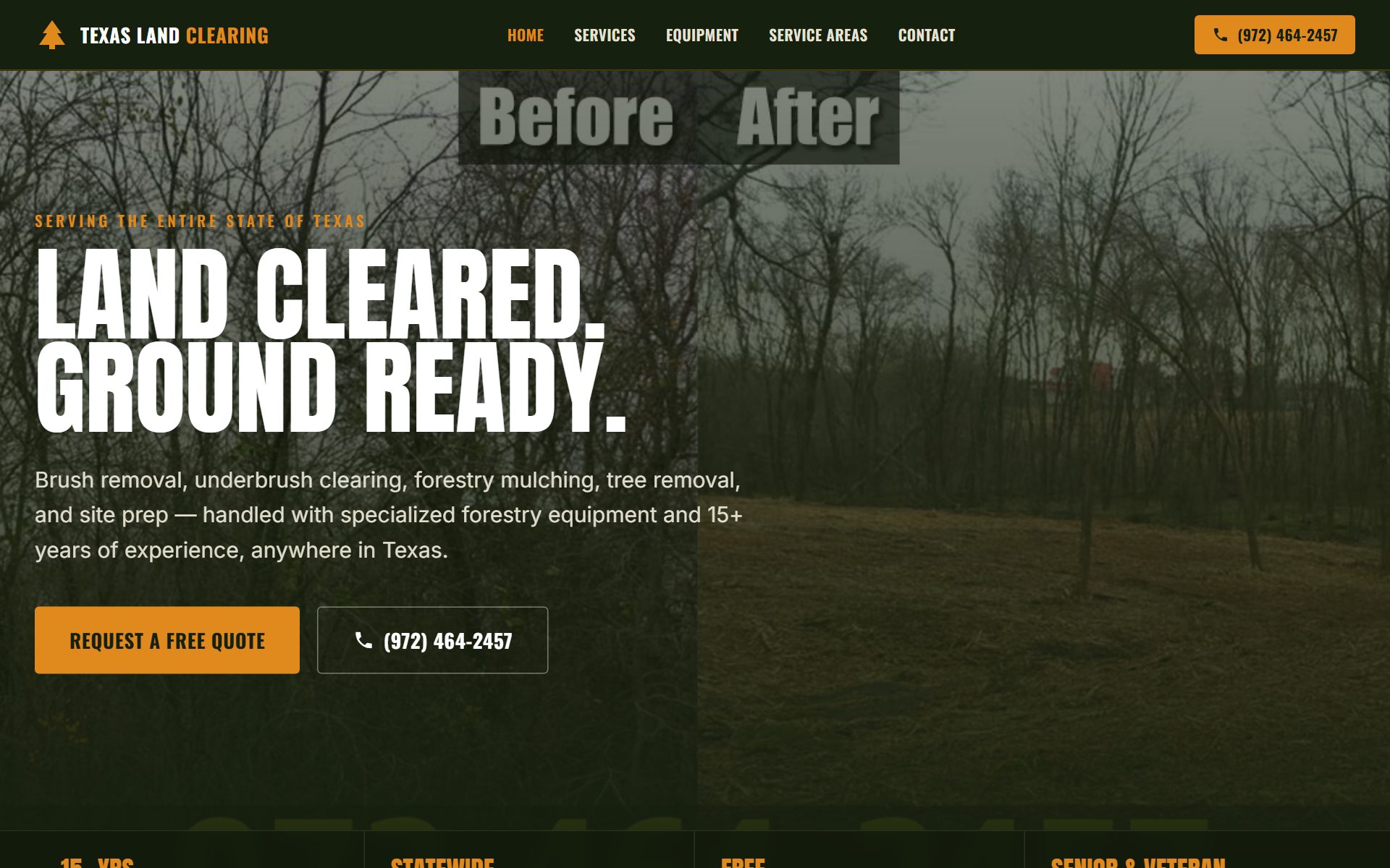 Texas Land Clearing — a live estimator site we built